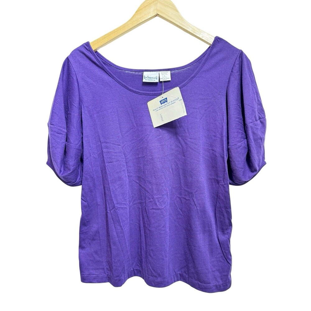 Vintage 80s Levis Deadstock Puff Sleeve Purple Top Women’s NEW
